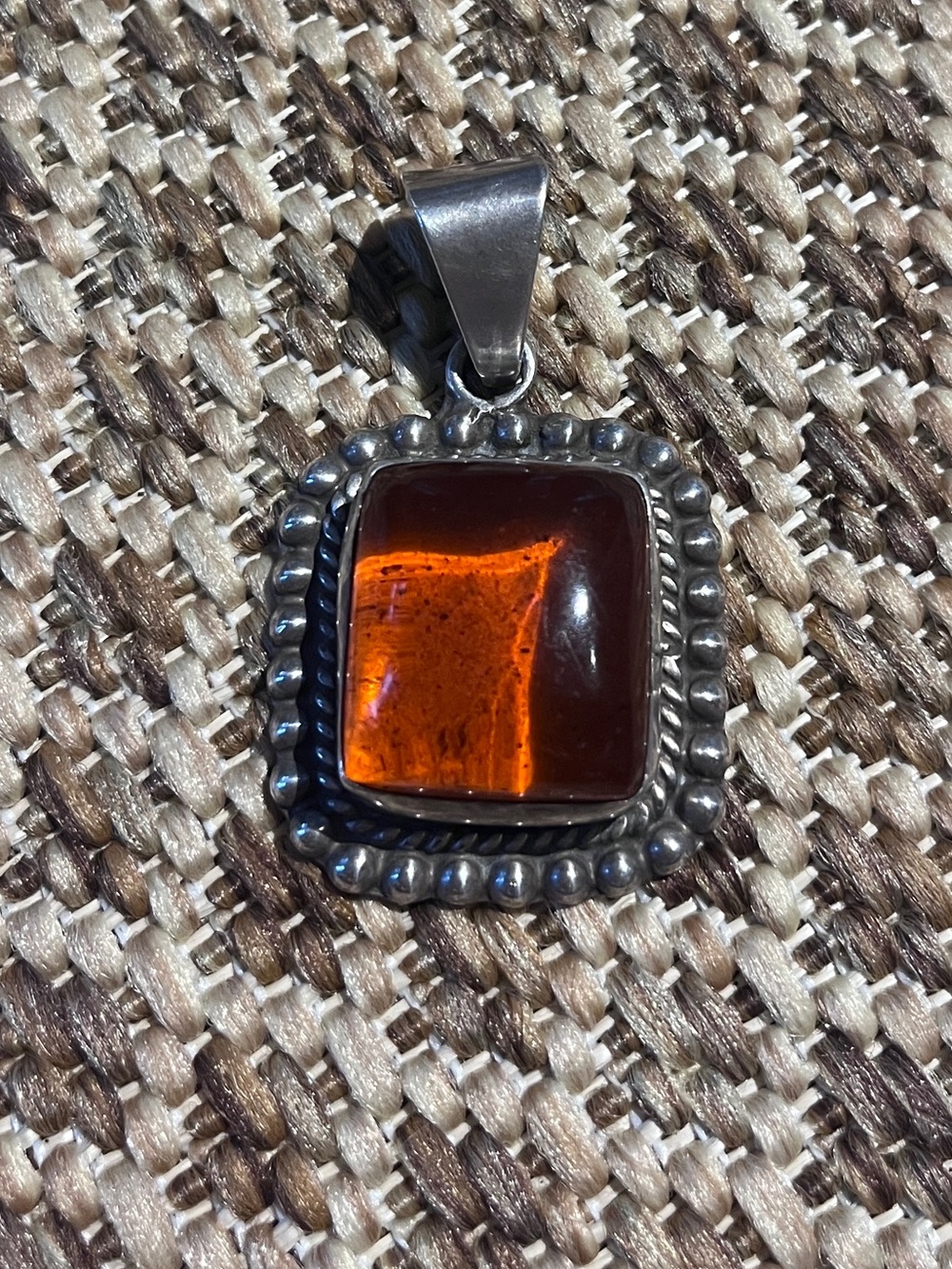 Sterling Silver and Amber Pendant